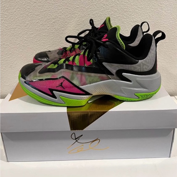 Jordan One Take Sneakers- Russell Westbrook- Wolf Grey/Pink